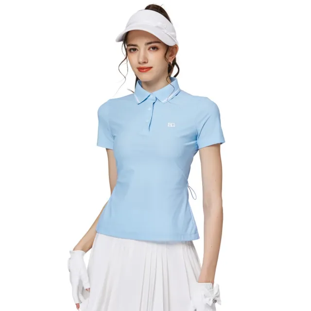 【BLKTEE GOLF】螺紋領收腰女短袖上衣 (高爾夫短袖上衣 golf球衫)