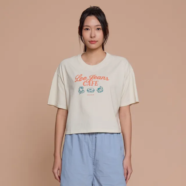 【Lee】女裝 短袖T恤 / 短版 Lee Jeans 咖啡印花 共3色 季節性版型 / LB602059124 LB602059721 LB602059K11