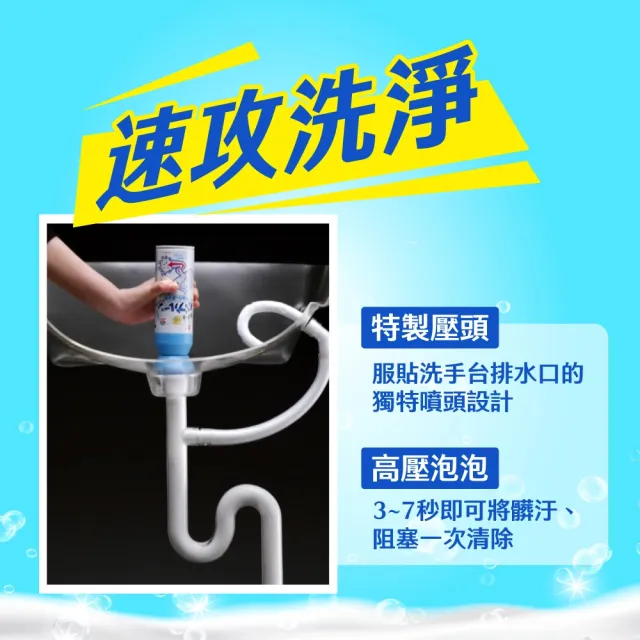 【興家安速】排水管去汙消臭泡泡清潔劑 200ml 三件組 (6-9回分)