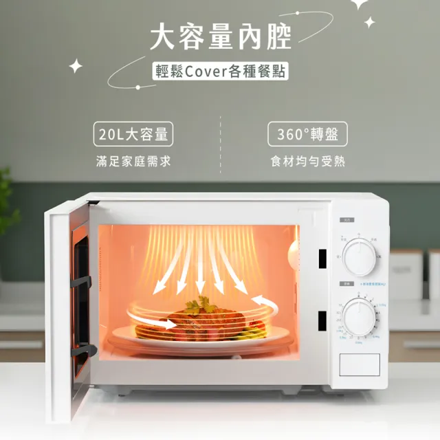 【HERAN 禾聯】20L轉盤式微波爐 HMO-20MD12T
