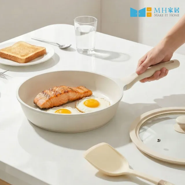 【MH家居KITCHEN】韓國製不沾平底深煎鍋26cm(平底鍋/不沾鍋/IH爐可用)