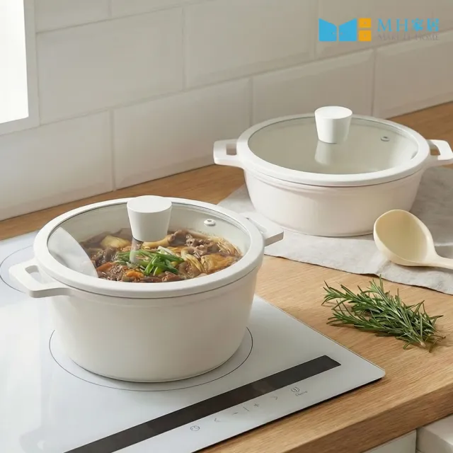 【MH家居KITCHEN】韓國製雙耳湯鍋20cm-附鍋蓋(湯鍋/不沾鍋/IH爐可用)