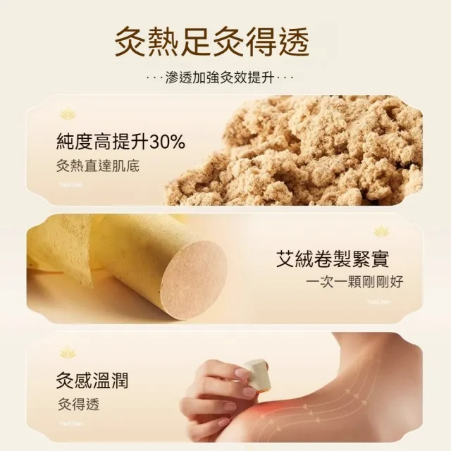 【YAOCHEN 瑤辰】2組 金裝陳年純艾柱1.8*2.7cm*54顆(艾灸柱 艾柱 無煙艾柱 無煙艾灸)
