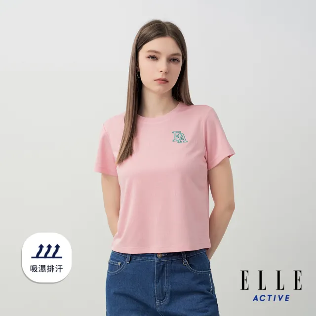 【ELLE ACTIVE】女款 吸濕排汗緹花短袖T恤-粉色(EA26S2W1605-72)