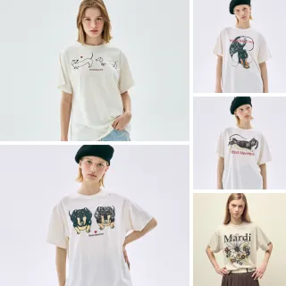【MARDI MERCREDI】印花短TEE 多色 寬鬆 經典小雛菊 繪畫臘腸狗 UNISEX / TSHIRT DDANJI