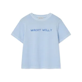 【Wacky WiLLY】官方旗艦館 女款拼染短版短袖T恤(WMS短袖上衣 天藍色)