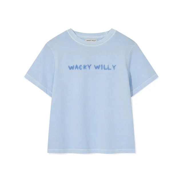 【Wacky WiLLY】女款拼染短版短袖T恤(WMS短袖上衣 天藍色)