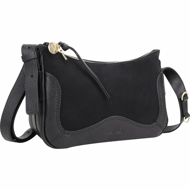 【See by Chloe’】HANA HOBO 牛皮拼麂皮迷你肩背 斜背流浪包-黑色