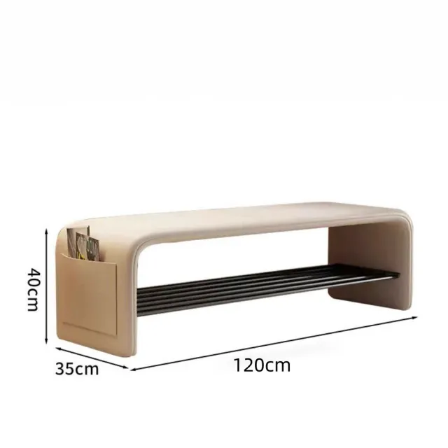 超微米-換鞋凳 免安裝 家用可坐穿鞋凳 輕奢高級感鞋架 收納鞋櫃 簡約鞋架 奶油風換鞋凳（長120）