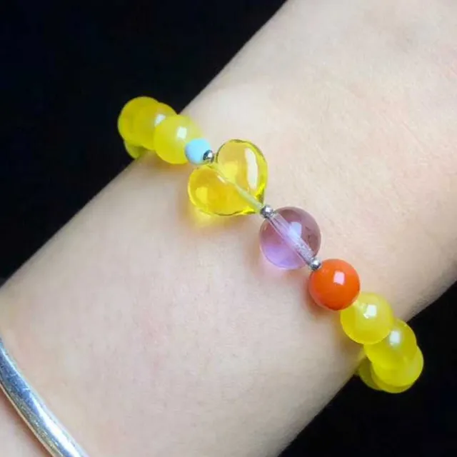 【勝弘珠寶】波羅的海金絞蜜配金珀桃子手串