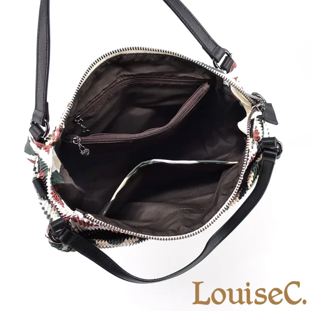【LouiseC.】雙11 Tree House 日系三宅風 多彩幾何 壓褶防水布 小牛皮 肩背斜背腋下包 CC7018-E