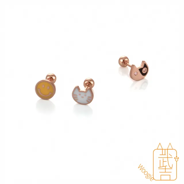 【Woogie武吉珠寶】韓國精品14K金設計耳環(三款可選6x5mm)