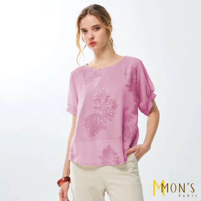 【MON’S】索鏈花形刺繡上衣(直)