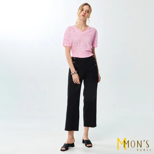 【MON’S】都會排釦舒適棉九分褲(直)