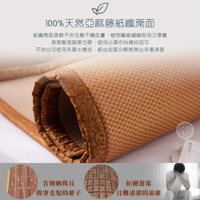 【Jindachi 金大器】厚12mm 5尺雙人 3D軟藤蓆床墊 紙纖蓆冰絲席涼蓆薄床墊透氣墊涼席 竹席墊子
