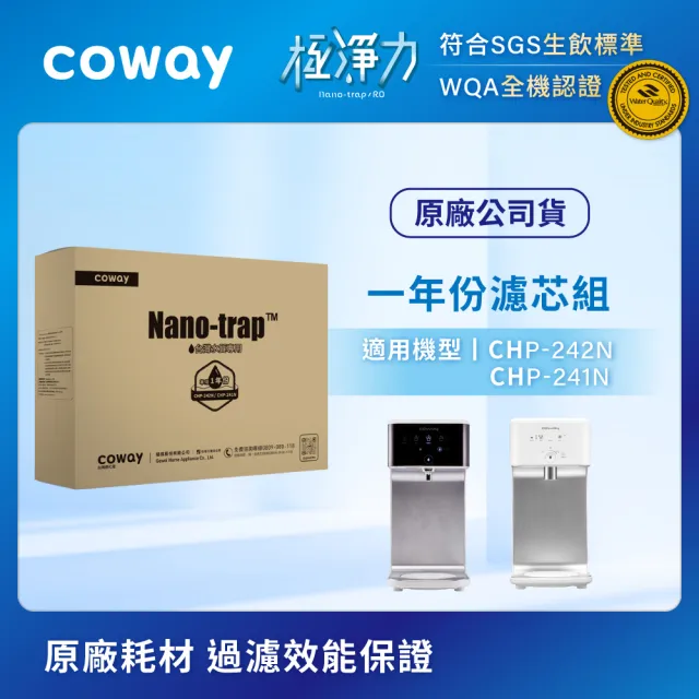【Coway】奈米高效專用濾芯組 6吋一年份(適用CHP241N、CHP242N淨水器)
