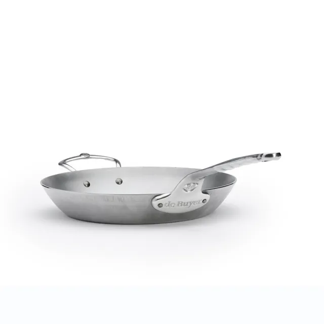 【de Buyer 畢耶】原礦蜂蠟鐵鍋 職人防滑握柄平底鍋32cm-適用IH爐(附握耳)