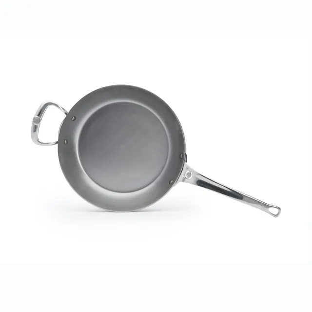 【de Buyer 畢耶】原礦蜂蠟鐵鍋 職人防滑握柄平底鍋32cm-適用IH爐(附握耳)