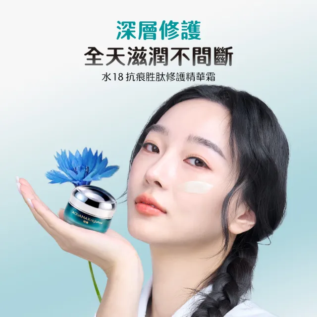 即期品【AQUAMAX 奧科美氏】3入組★水18專研肌能精華霜(2款任選/保濕/修護/玻尿酸/胜月太)