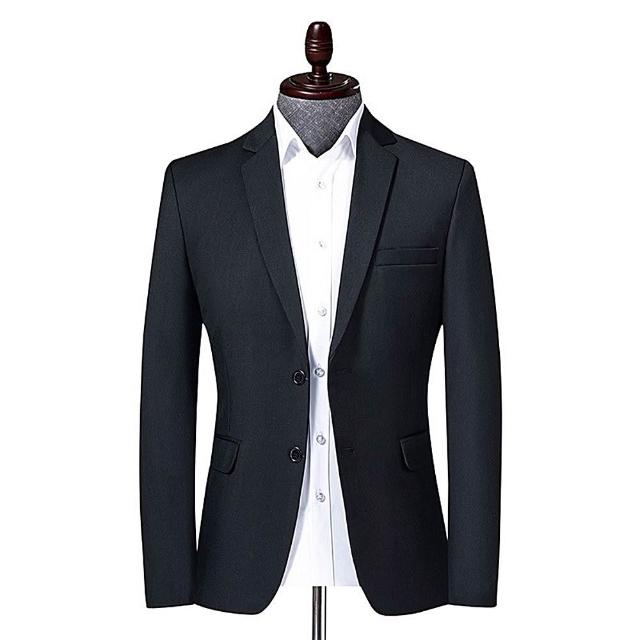 【米蘭精品】現貨出清 西裝外套休閒西服(素色彈力正裝春秋男外套父親節禮物3色74eb14)