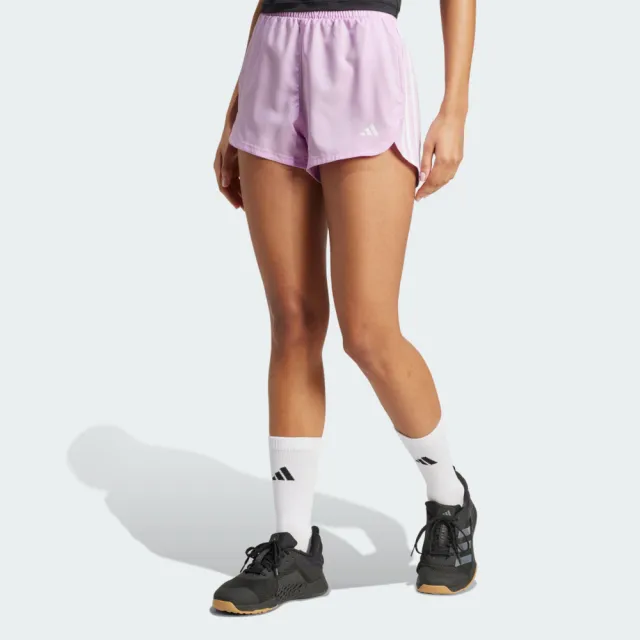 【adidas 愛迪達】Pacer Wvn High 女 短褲 運動短褲 休閒短褲 粉紅(JD2290)
