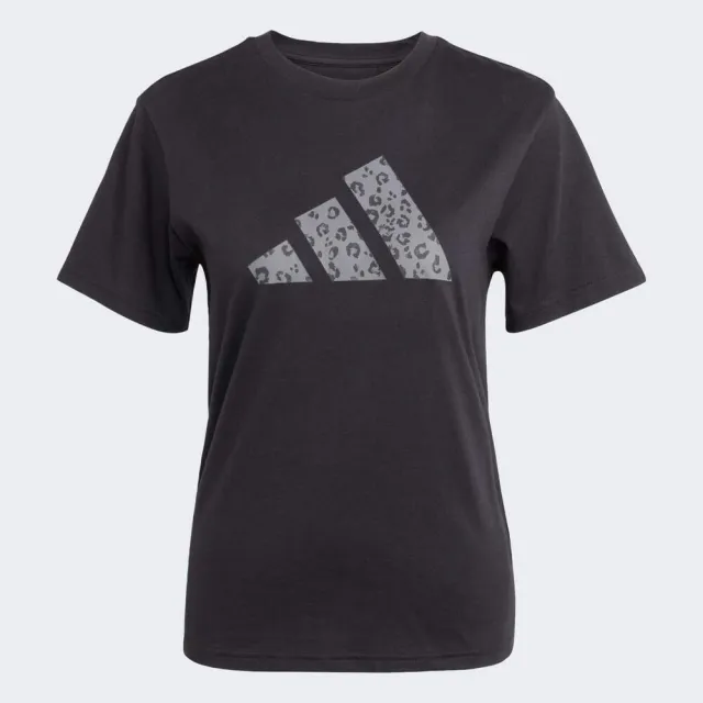 【adidas 愛迪達】W Animal T 女 T恤 運動上衣 休閒短袖 黑 亞版 純棉 舒適(JV8536)