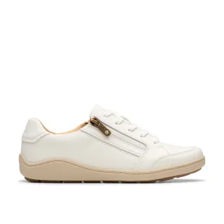 【Clarks】女鞋 Bryianne Bayla真皮圓頭側拉鍊休閒鞋 小白鞋(白色)(CLF84080C)