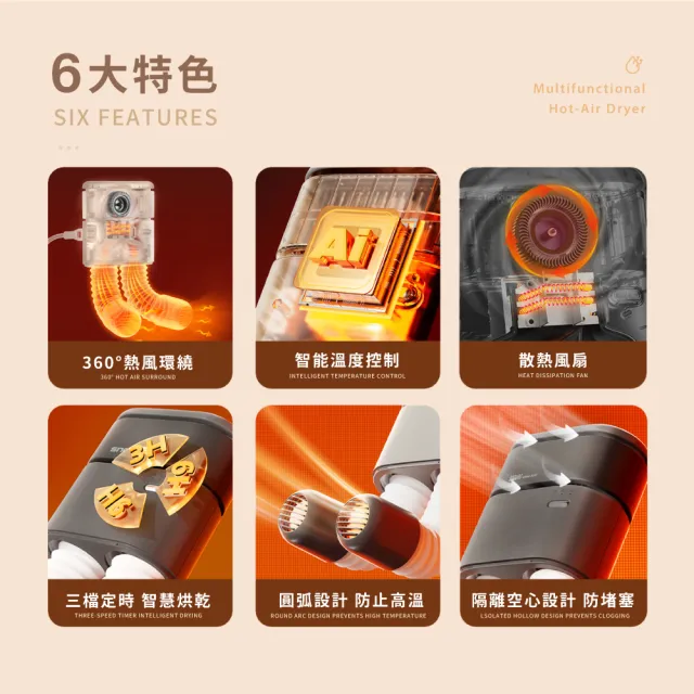 【SOTHING 向物】超長伸縮!多用途360°熱風循環烘乾機 朗 贈束口袋18x30cm(烘被 烘鞋 暖襪 梅雨)
