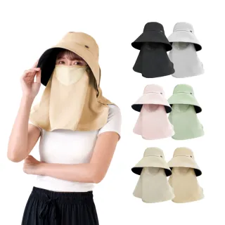 【VOLA 維菈】全方位防曬漁夫帽 遮陽帽 面罩 戶外登山 釣魚 遮臉防曬帽 寬大帽簷 透氣抗UV 兩用設計