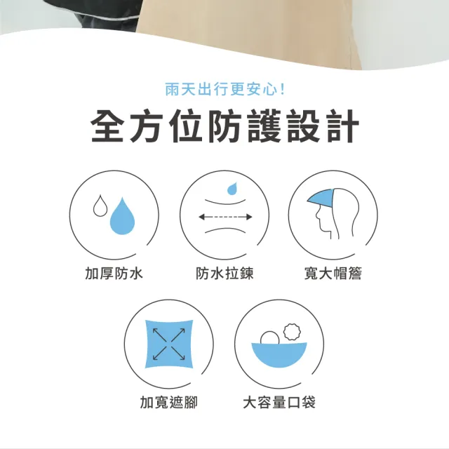 【VOLA 維菈】一體式胸前口袋雨衣 加厚防水連身雨衣 防風耐磨機車雨衣 300D 長版雨衣 機車通勤 男女適用