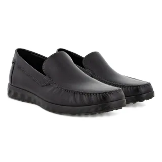 【ecco】S LITE MOC M 輕巧休閒皮鞋 男鞋(黑色 54051401001)