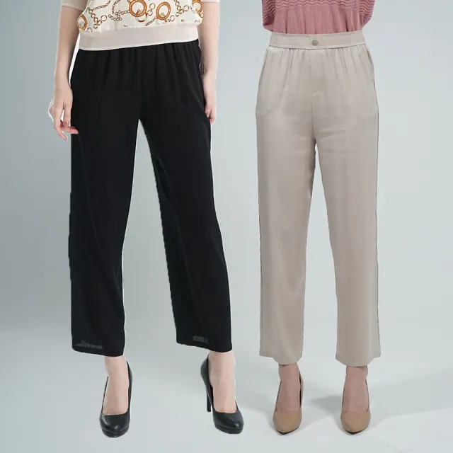 【御絹坊】素面單釦鬆緊蠶絲長褲