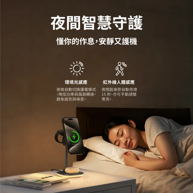 【PX 大通】-Qi2.2 25W 五合一涼感無線充電座 製冷晶片 耳機充電 蘋果安卓手錶 雙手機(WP255G/W PRO)