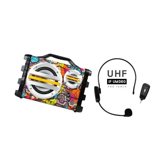 【ifive】手提教學擴音機if-SK055+UHF無線樂器麥克風 if-UM360(20W 擴音器 麥克風 運動 教學 舞台表演)