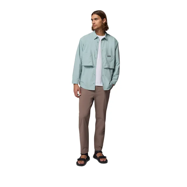 【Columbia 哥倫比亞】男款-防曬UPF50涼感長袖襯衫-Chill Creek ™LS Shirt-霧綠色(UAE94050MG/KS)