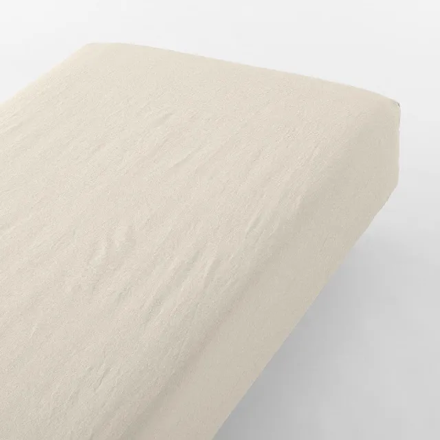 【MUJI 無印良品】柔舒水洗棉床包/S(灰色/柔白/深藍/淺米)