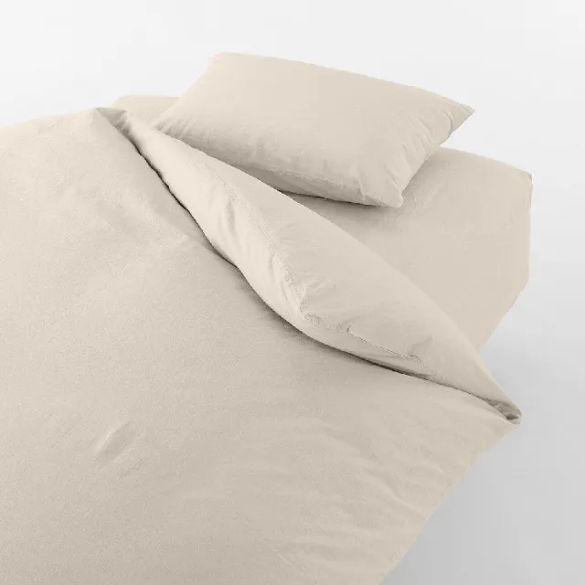 【MUJI 無印良品】柔舒水洗棉床包/S(灰色/柔白/深藍/淺米)