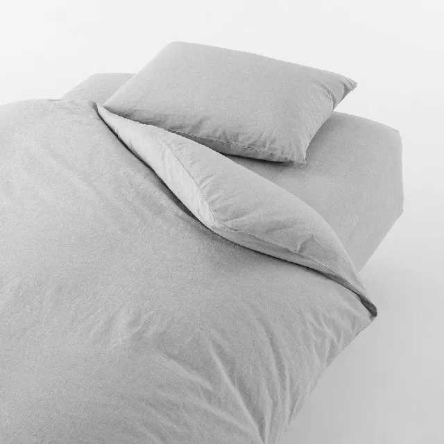 【MUJI 無印良品】柔舒水洗棉床包/D(灰色/柔白/深藍/淺米)