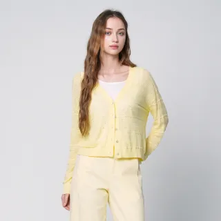 【KERAIA 克萊亞】魅力價-檸夏流螢亞麻細鑽針織罩衫