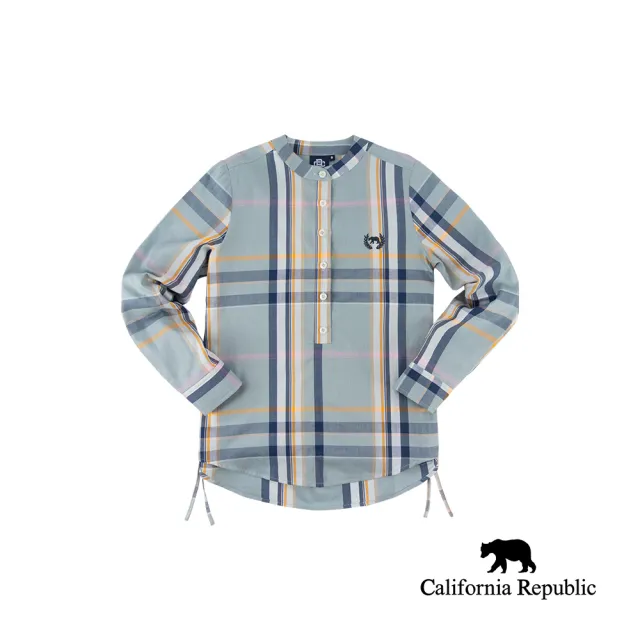 【California Republic】淺綠抽繩格子長袖襯衫(女)