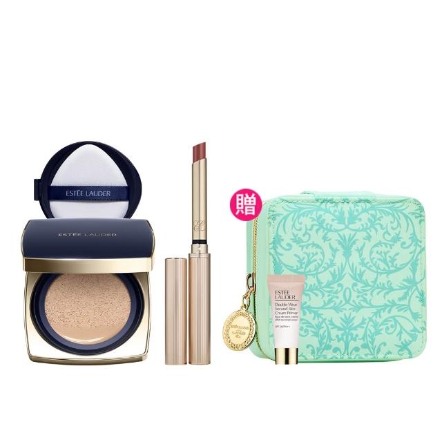 雅詩蘭黛粉持久氣墊耀眼細管唇膏組，結合氣墊與唇膏雙重功效，輕盈服帖不黏膩，持久不掉色。細管設計方便攜帶，適合日常出門與重要場合使用。多種色號選擇，打造自然透亮的完美唇色，提升整體氣質與自信。