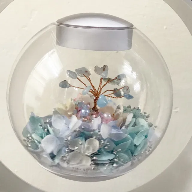 【OSTARA FLORIST 奧斯塔拉花藝】水晶樹豆丁 永生花懸浮檯燈含藍芽音響(水晶樹、永生花、節日送禮)