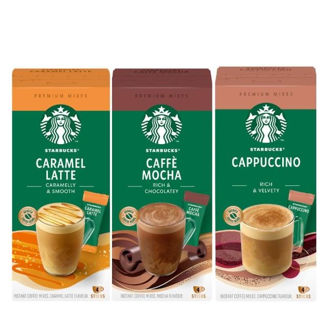 【STARBUCKS 星巴克】特選系列-即溶咖啡4入/盒(拿鐵/焦糖瑪奇朵/摩卡)