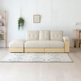 【H&D 東稻家居】MODERN DECO麥西蒙防潑日式多功能收納沙發床(沙發床 收納沙發 收納 皮沙發 布沙發)