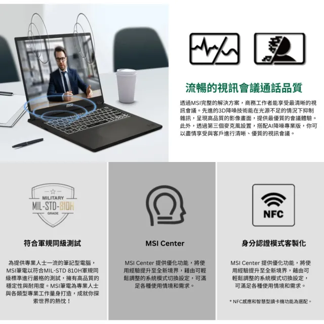 【MSI 微星】14吋i5-13500H 輕薄效能筆電(Commercial 14 H/16G/512G SSD/Win11Pro/A13MG-420TW)