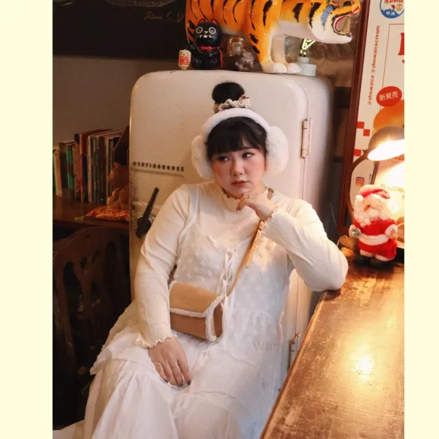 【Want-Meow】100公斤可穿/訂製大胸兩面穿透膚小花調節肩帶多層次穿搭綁帶背心(大碼上衣/大碼/大尺碼/背心)