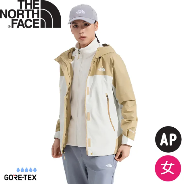 【The North Face】女 Gore-Tex 兩件式保暖連帽刷毛外套AP《白卡其》8DRJ/防水透氣連帽外套/防風外套