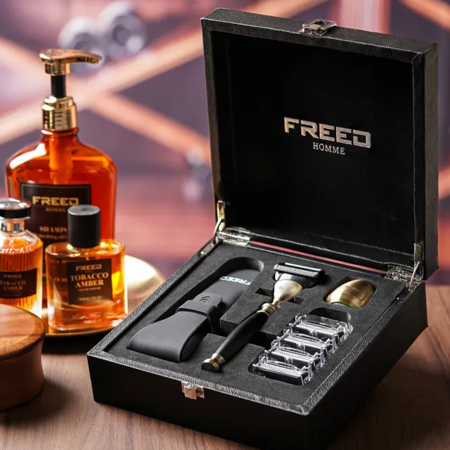 【FREED】古銅系列尊爵四件組五刀式刮鬍刀禮盒 - 極致黑(刮鬍刀界的勞斯萊斯)