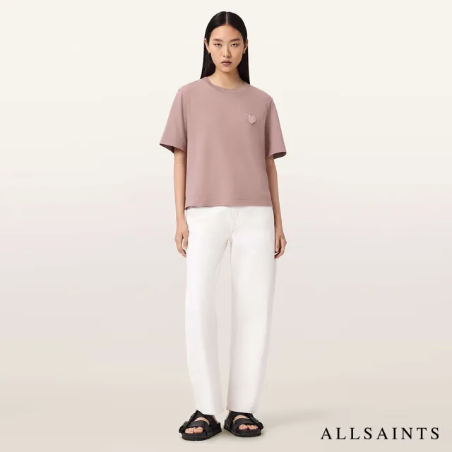 【ALLSAINTS】LOVER LISA 純棉愛心LOGO塗鴉短袖T恤-粉 W205JC(寬鬆版型)