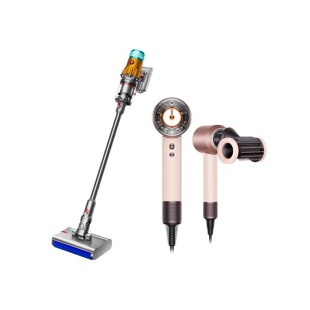 【dyson 戴森】V12s 乾溼全能洗地吸塵器 + HD16 全新一代 吹風機 溫控 負離子(粉霧玫瑰) (超值組)